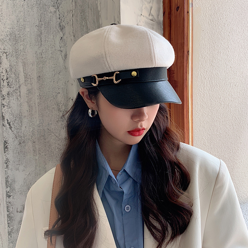cap beret women's versatile leather buckle octagonal hat Korean duck tongue British painter Newsboy Hat trend, Blue;gray
cap beret women's versatile leather buckle octagonal hat Korean duck tongue British painter Newsboy Hat trend, Blue;gray