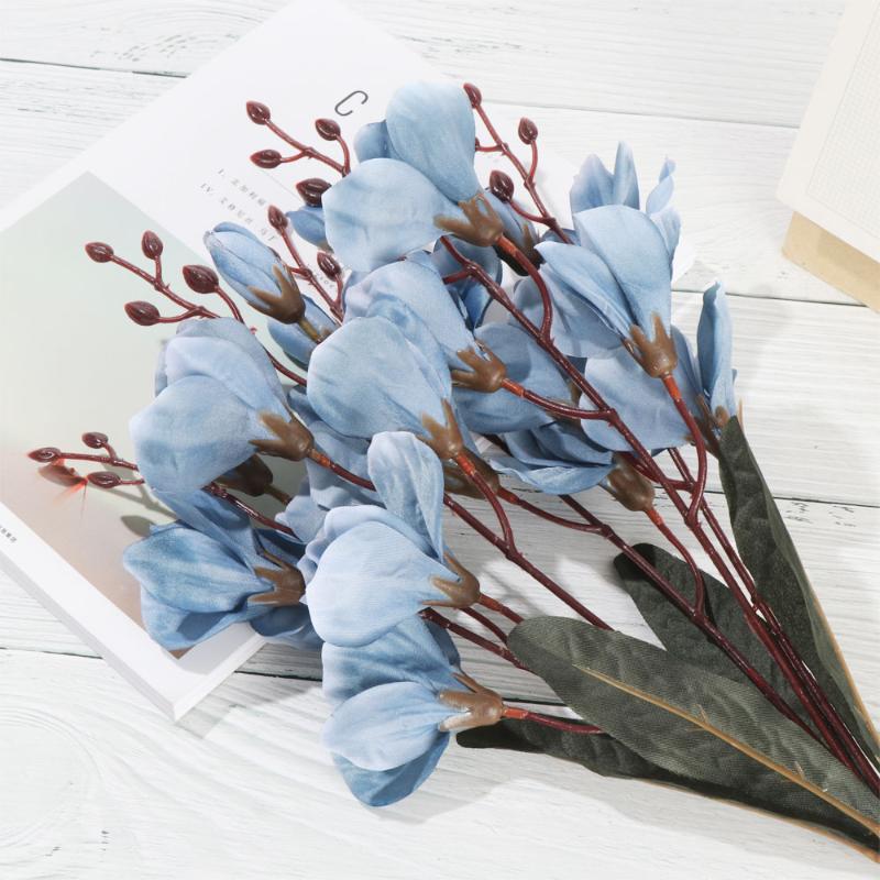 Branches Artificial Flower Silk Floral Bride Bouquet Faux Magnolia Desktop Ornament Party Supply Pography Props Home Decor Decorative Flower