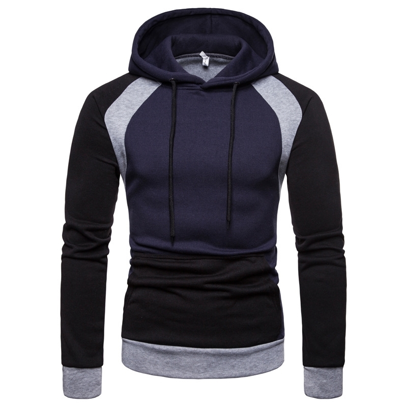 Men's large Hooded Sweater color matching top fashion men's thickened sweater long term, Black
Men's large Hooded Sweater color matching top fashion men's thickened sweater long term, Black
