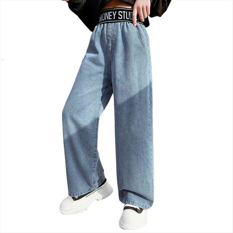 Jeans For Girl Letter Girl Jeans Patchwork Kids Spring Autumn Childrens Clothing Casual Style, Blue
