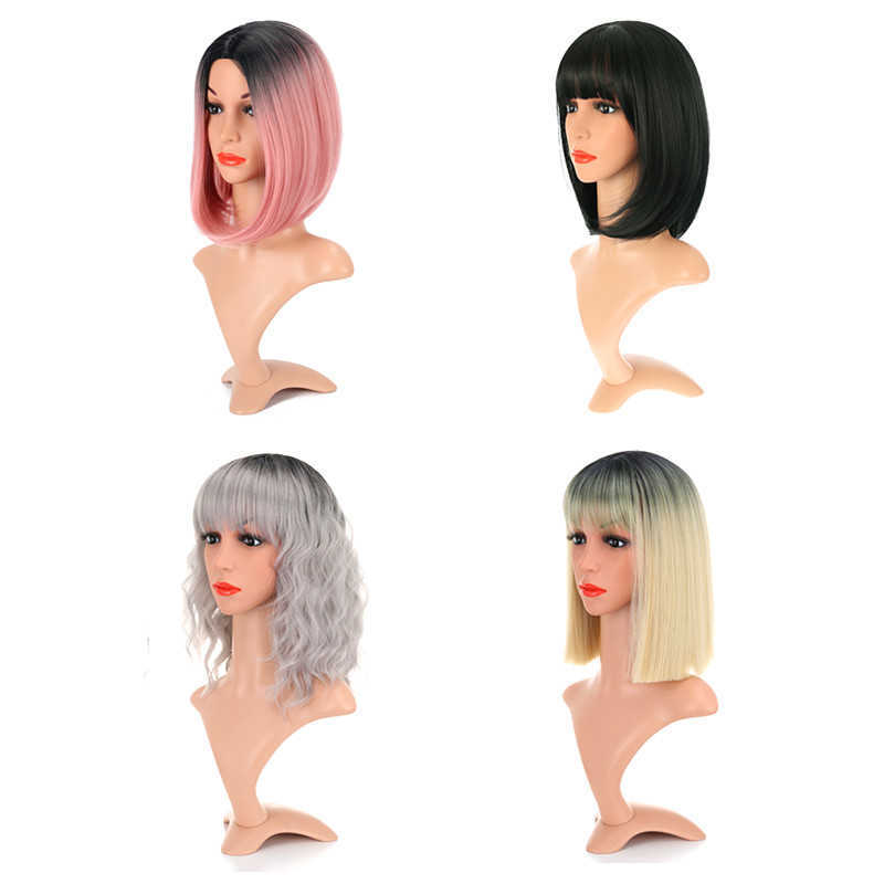 Short Bob Wig With Bangs Women Straight Wave Synthetic Heat Resistant Blonde Colorful Ombre Costume Wigs Cosplay Wig 14 Inch S0826, Black
Short Bob Wig With Bangs Women Straight Wave Synthetic Heat Resistant Blonde Colorful Ombre Costume Wigs Cosplay Wig 14 Inch S0826, Black