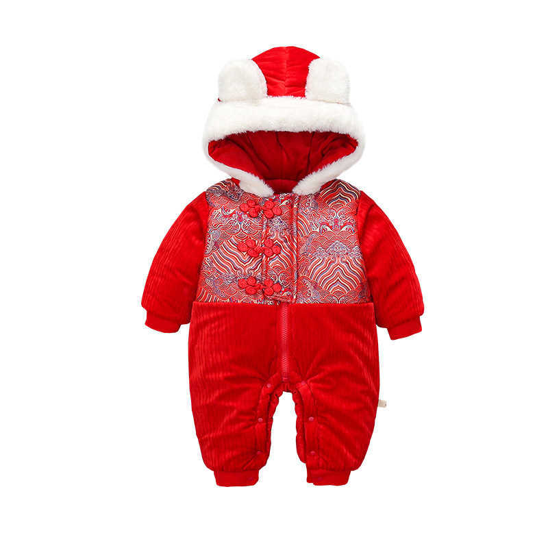 Baby Year Costume Winter Traditional Chinese Spring Festival Kids Clothing Born Infant Red Rompers For Boys Girls 210529