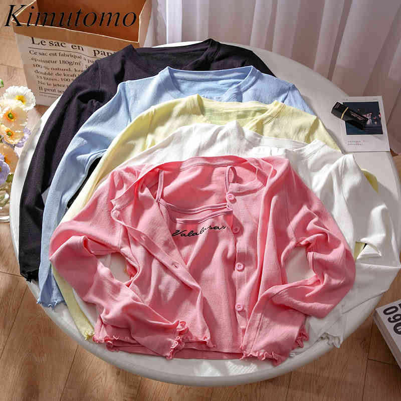Kimutomo Spring Korean Women Sets Fungus Elegant Camisole + Long Sleeve Short Knit Cardigan Thin Two Piece Suit Casual 210521, White
Kimutomo Spring Korean Women Sets Fungus Elegant Camisole + Long Sleeve Short Knit Cardigan Thin Two Piece Suit Casual 210521, White