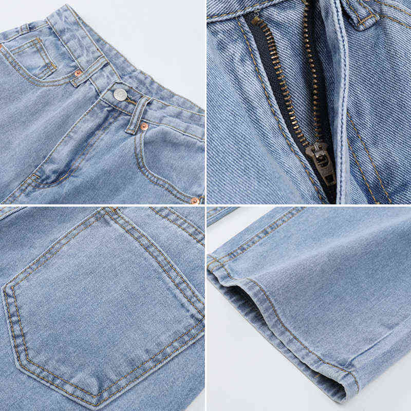 Women's Jeans Wide Leg Casual Streetwear Femme High Waist Trouser Vintage Baggy Jeans Fashion Straight Mom Denim Pants 211111