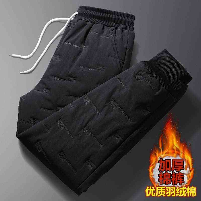 winter arrival Pant Male warm thicken trouser men's Casual elastic waist Pants Mens Down cotton trousers men size M-5XL 211112