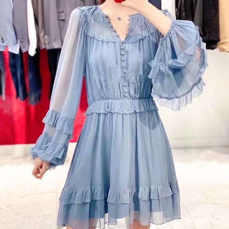 Casual Dresses 2021 Spring And Summer Fashion Princess Sleeve Navy Collar Crepe Retro Waist Single-breasted Ruffled Solid Color Dress, Black
Casual Dresses 2021 Spring And Summer Fashion Princess Sleeve Navy Collar Crepe Retro Waist Single-breasted Ruffled Solid Color Dress, Black