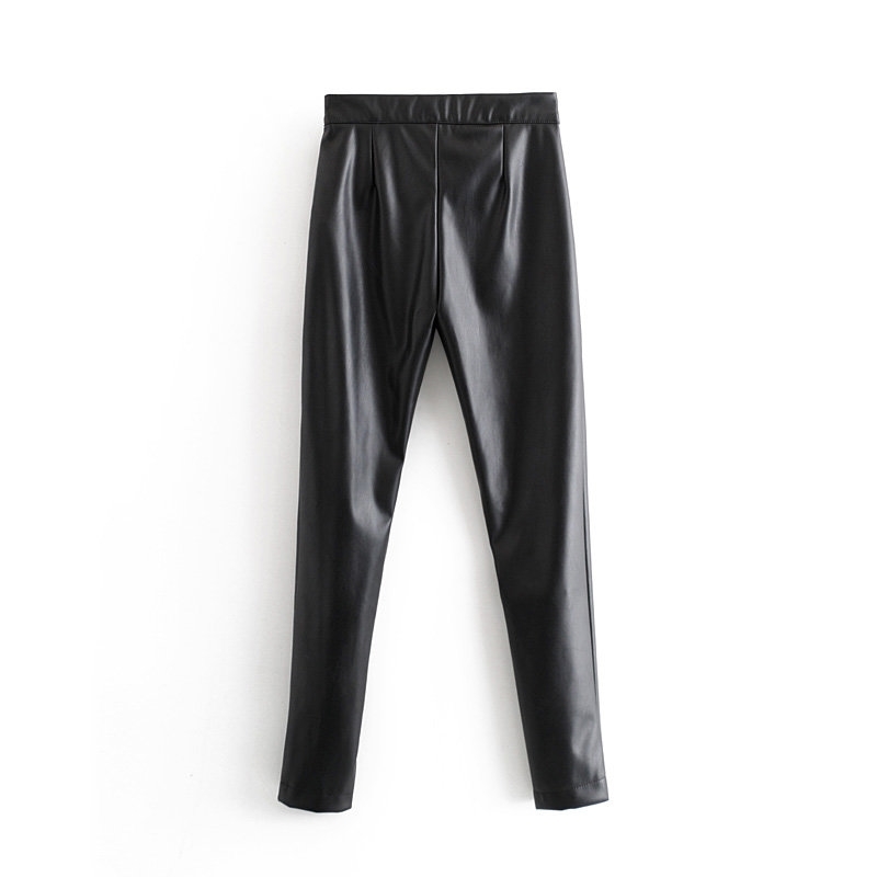Winter thick skinny PU Leather Pants women elastic high waist pants zipper Sexy joggers ladies pencil Trousers 210521