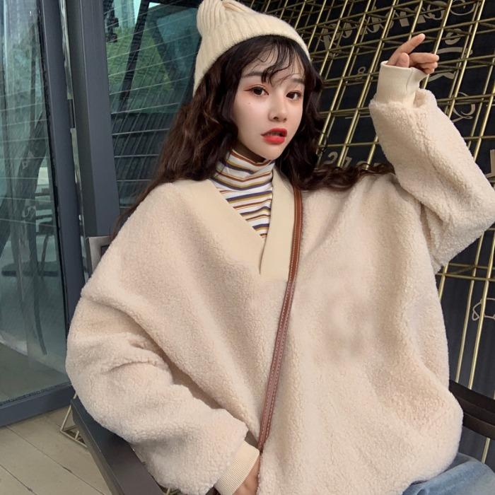 Women's Hoodies & Sweatshirts Fashion Winter V-neck Lambswool Thick Loose Pullover Girlish Style Ity Long Sleeve Solid Color Tenafeicc, Photo color
Women's Hoodies & Sweatshirts Fashion Winter V-neck Lambswool Thick Loose Pullover Girlish Style Ity Long Sleeve Solid Color Tenafeicc, Photo color
