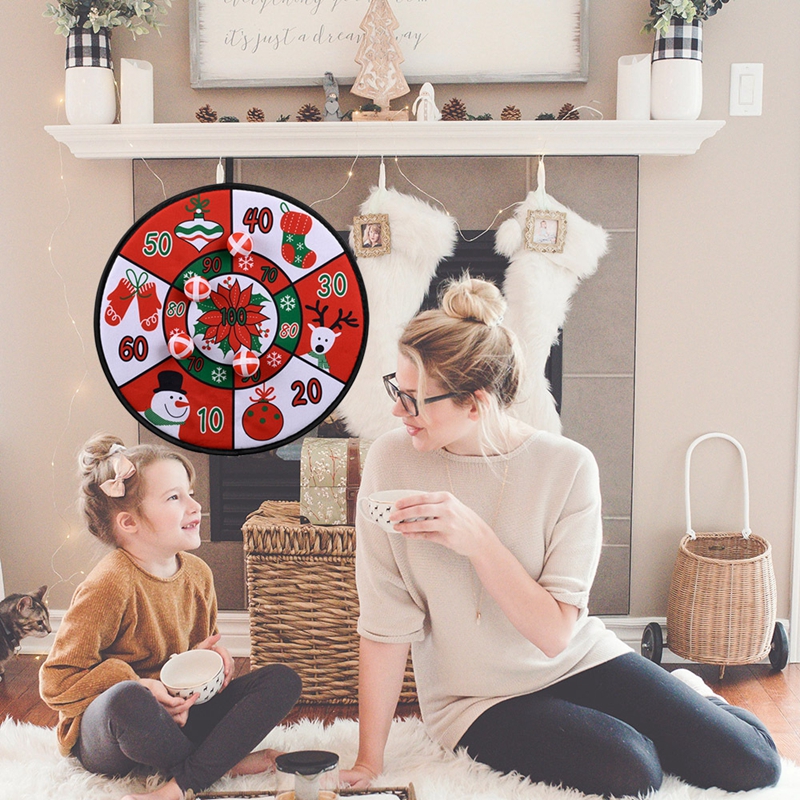 Game Set Xmas Kids 4 Sticky Safe Lovely Christmas Family Balls Dart Board Sets Ornaments VT1621 Free shipping