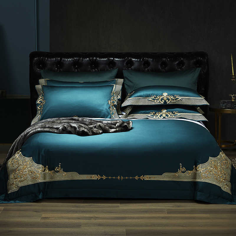 High end 100 thread count horse cotton four piece embroidered bed sheet quilt cover light luxury villa bedding, White
High end 100 thread count horse cotton four piece embroidered bed sheet quilt cover light luxury villa bedding, White