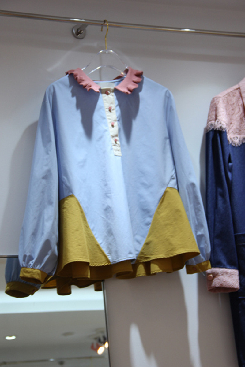 Nomikuma Blusas Mujer De Moda Spring Contrast Color Peter Pan Collar Shirt Causal Puff Long Sleeve Blouses Women Tops 6F528 210427