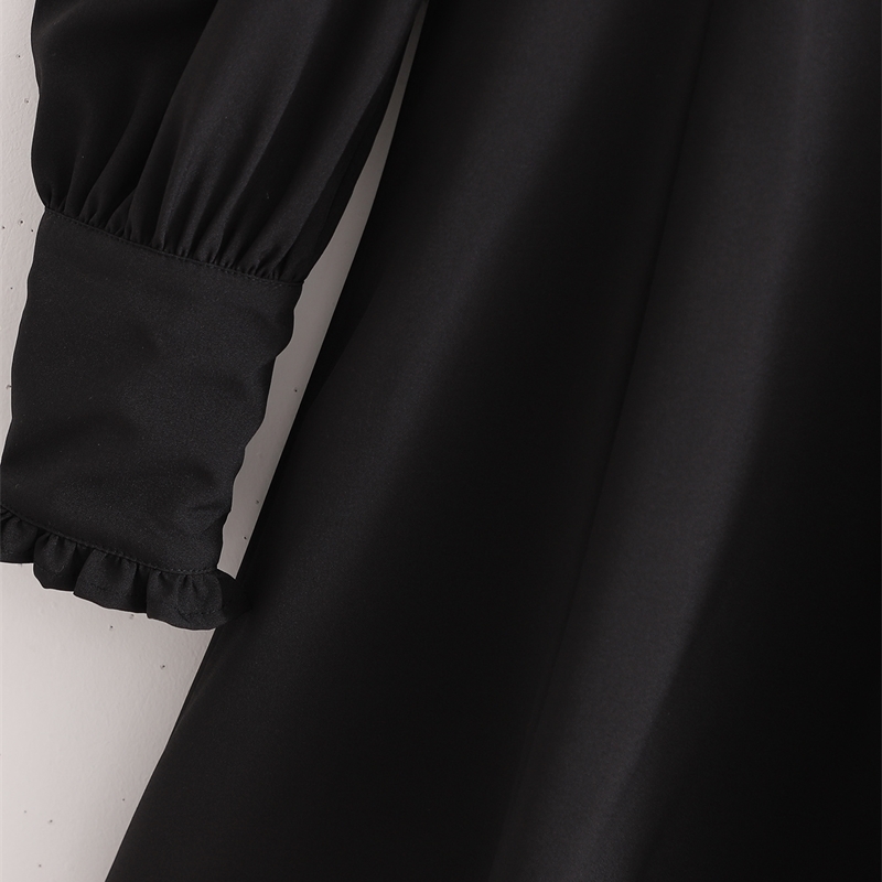Elegant Women Black O-Neck Dress Fashion Ladies Hollow Out Vestidos Streetwear Female Chic Puff Sleeve Mini Dresses 210430