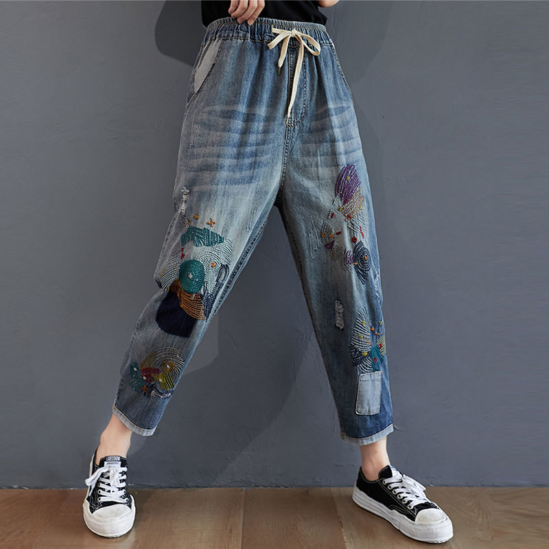 Women's Jeans Autumn Arts Style Women Vintage Embroidery Loose Plus Size Cotton Denim Harem Pants Femme Mujer S9 0SY1, Beige
Women's Jeans Autumn Arts Style Women Vintage Embroidery Loose Plus Size Cotton Denim Harem Pants Femme Mujer S9 0SY1, Beige