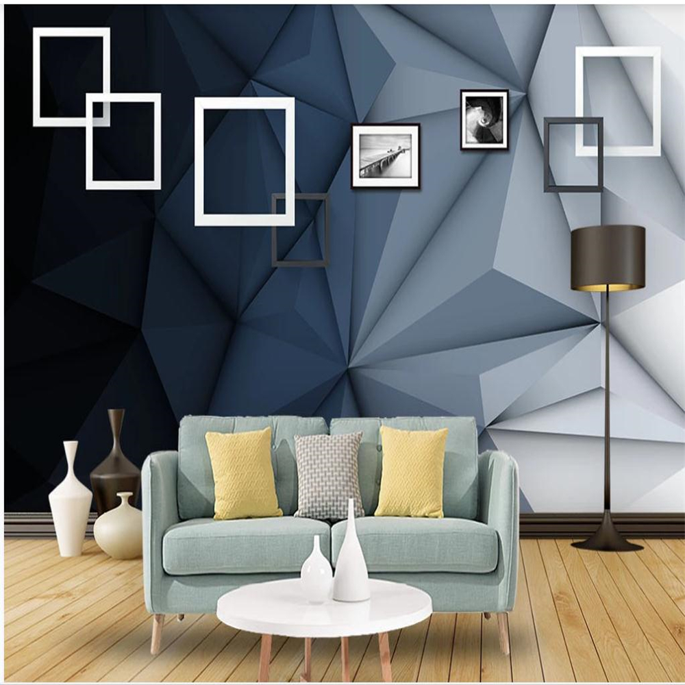 photo wall murals wallpaper blue geometry wallpapers 3d stereoscopic wallpaper