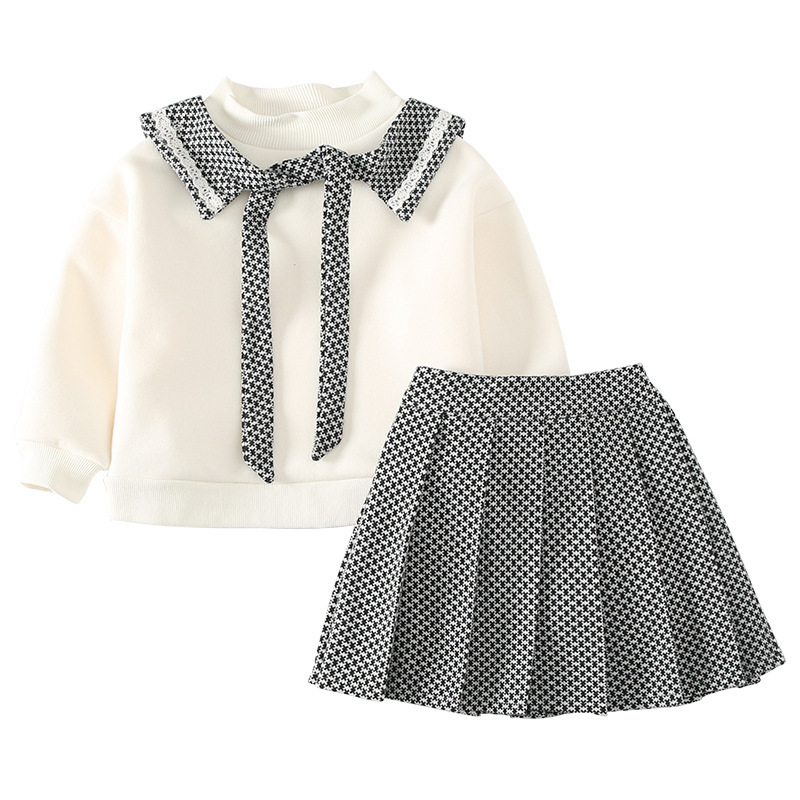 Girls winter dress set 2021 new children's college wind princess winter big children plus velvet sweater two-piece set, White
Girls winter dress set 2021 new children's college wind princess winter big children plus velvet sweater two-piece set, White