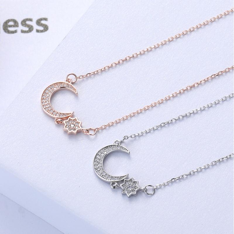 Chains 100% Original 925 Silver Jewelry Diamond Star Moon Pendant Necklace Collar For Women Korean Simple Clavicle Chain Choker Gifts
Chains 100% Original 925 Silver Jewelry Diamond Star Moon Pendant Necklace Collar For Women Korean Simple Clavicle Chain Choker Gifts