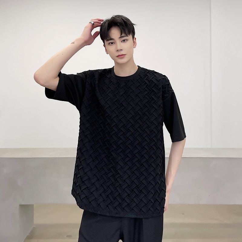 IEFB Men's Summer White T-shirts Fashion Man Tee Short Sleeve Clothes Streetwear Plaited Patchwork Clothing 9Y6833 210524