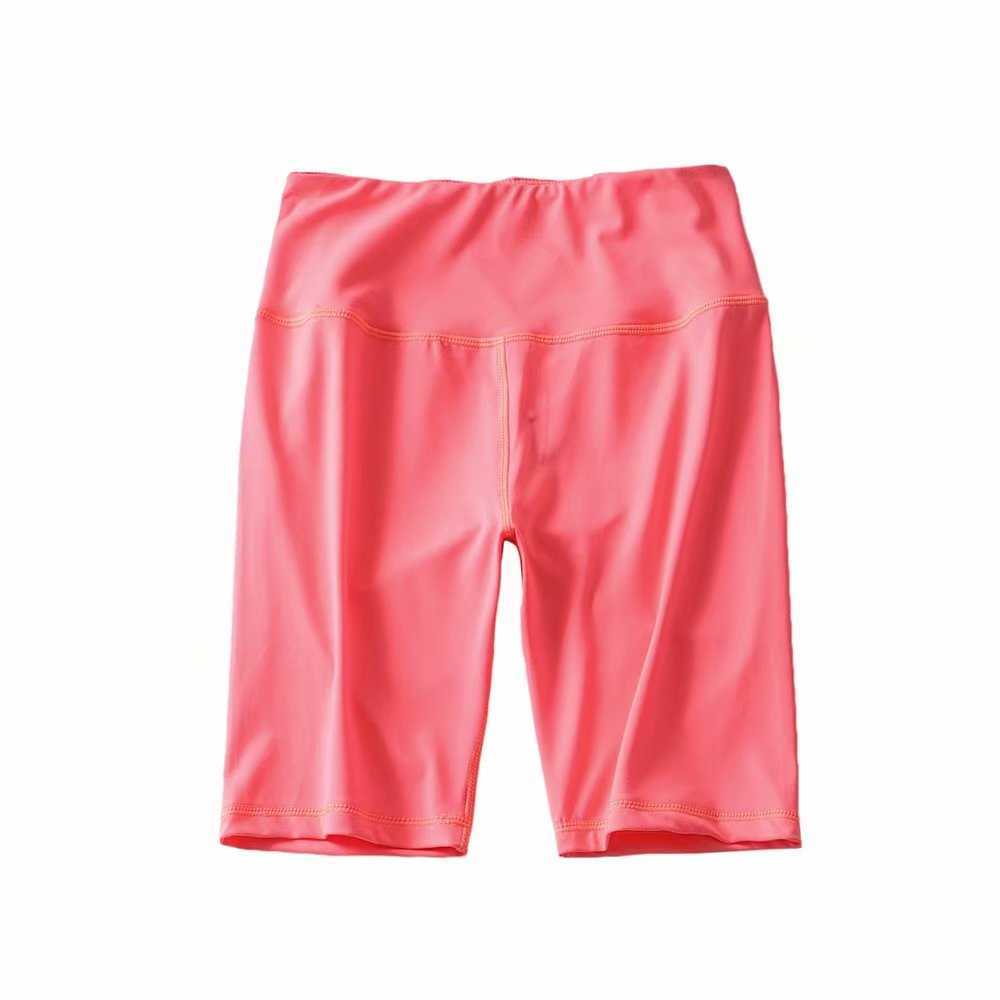 Summer neon green high waist shorts women stretchy elastic sweat pink white black biker shorts red vintage ladies short feminino 210611