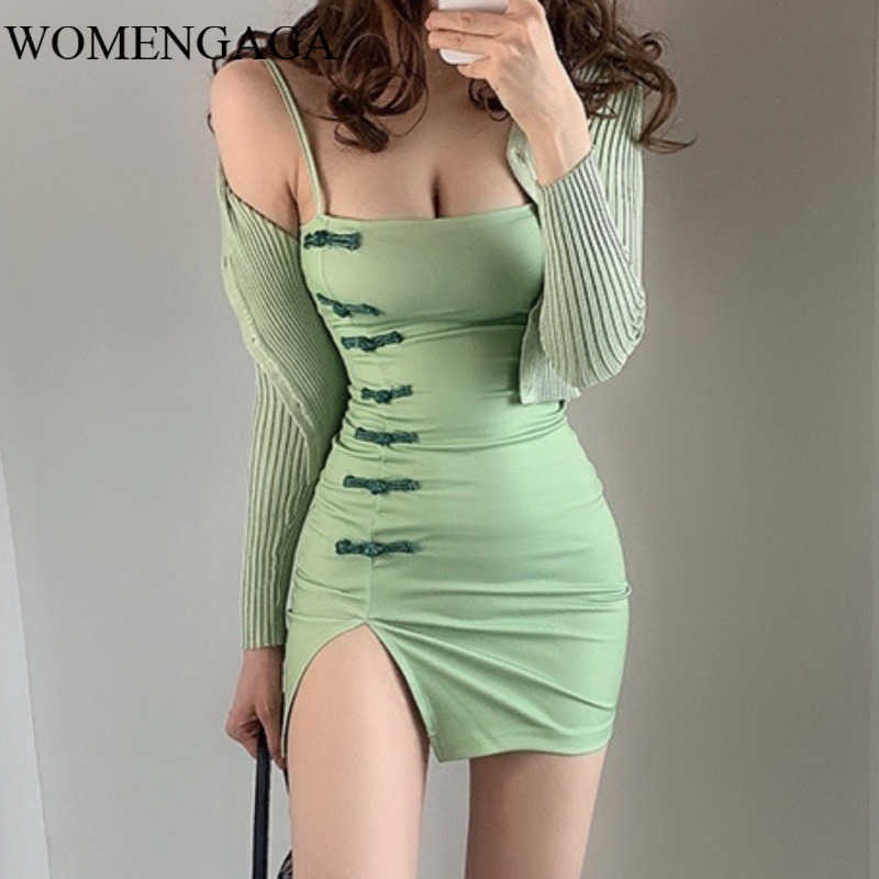 WOMENGAGA Chinese Style Sexy Autumn Winter Strapless Base Mini Green Dress Button Slim Cheongsam Women R599 210603
WOMENGAGA Chinese Style Sexy Autumn Winter Strapless Base Mini Green Dress Button Slim Cheongsam Women R599 210603