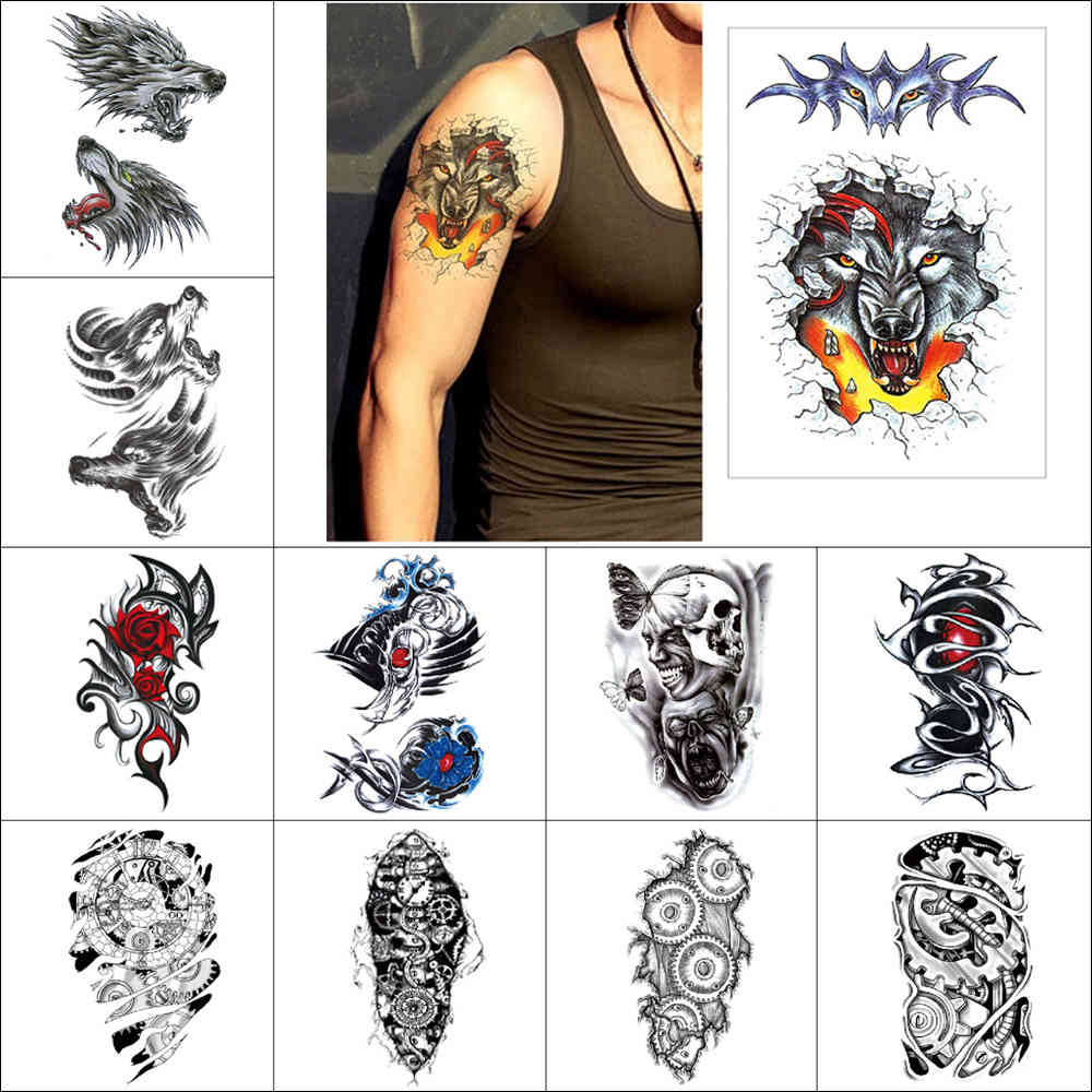 Temporary fake stickers wolf toothed gear flower demon machinery Black waterproof tattoo sticker men women Half an arm
Temporary fake stickers wolf toothed gear flower demon machinery Black waterproof tattoo sticker men women Half an arm