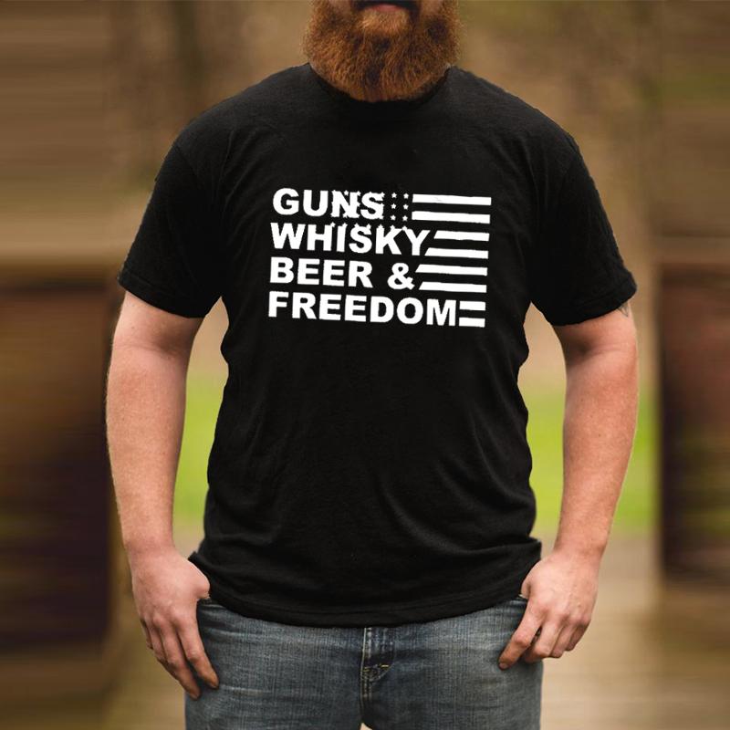 Men's T-Shirts Guns Lover Shirt Whisky Tee Gun Beer And Freedom With America Flag Tshirt Men American T, White;black
Men's T-Shirts Guns Lover Shirt Whisky Tee Gun Beer And Freedom With America Flag Tshirt Men American T, White;black