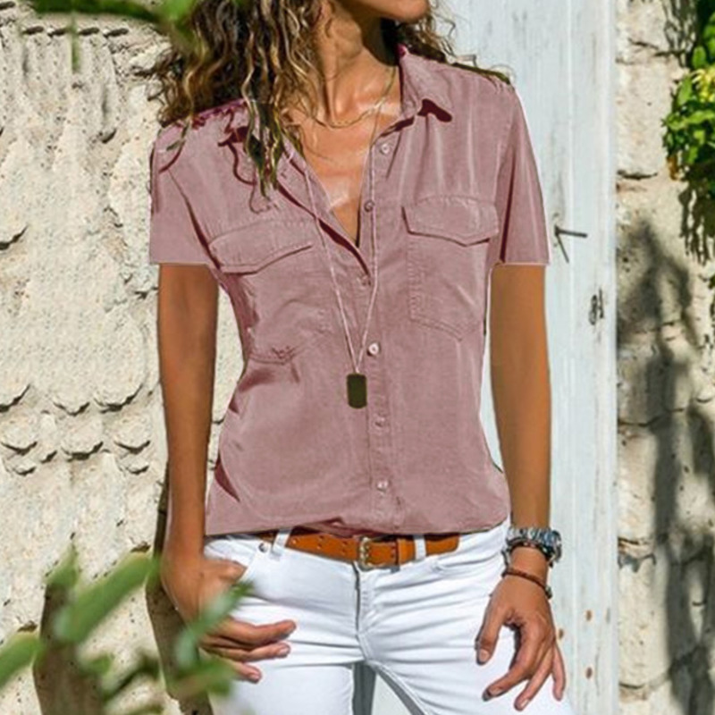 Women Shirts Summer Autumn Top For Women Blouse Casual Women Tops And Blouses Short Sleeve Black White Ladies Blouse Shirt 210323