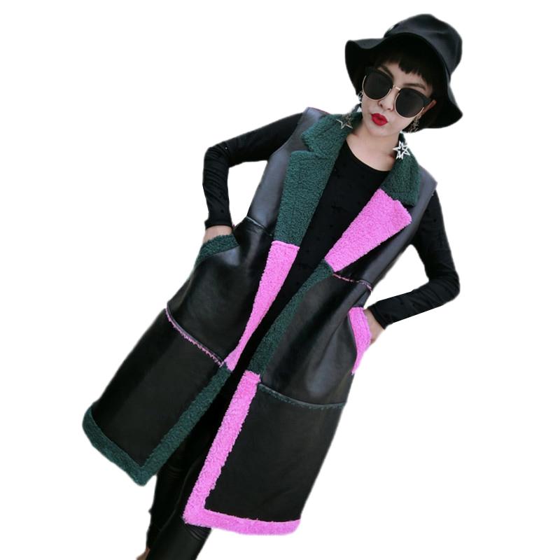Women's Leather & Faux Autumn Winter Women Vest 2021 Mid Long PU Imitation Lambswool Sleeveless Jacket Fashion Stitching Female DT0477, Black
Women's Leather & Faux Autumn Winter Women Vest 2021 Mid Long PU Imitation Lambswool Sleeveless Jacket Fashion Stitching Female DT0477, Black