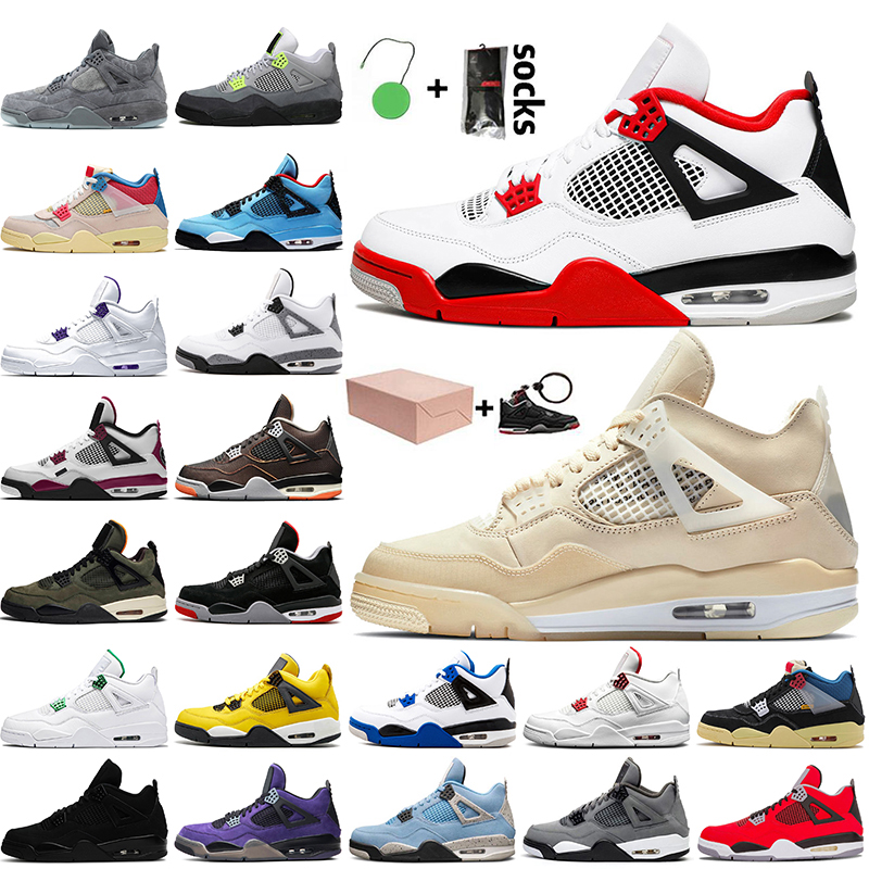 Wholesale Top Quality With BOX Retro Mens Basketball Shoes 4s Jumpman 4 Fire Red White OFF Sail University Blue Travis Womens Trainers Sneakers
Wholesale Top Quality With BOX Retro Mens Basketball Shoes 4s Jumpman 4 Fire Red White OFF Sail University Blue Travis Womens Trainers Sneakers