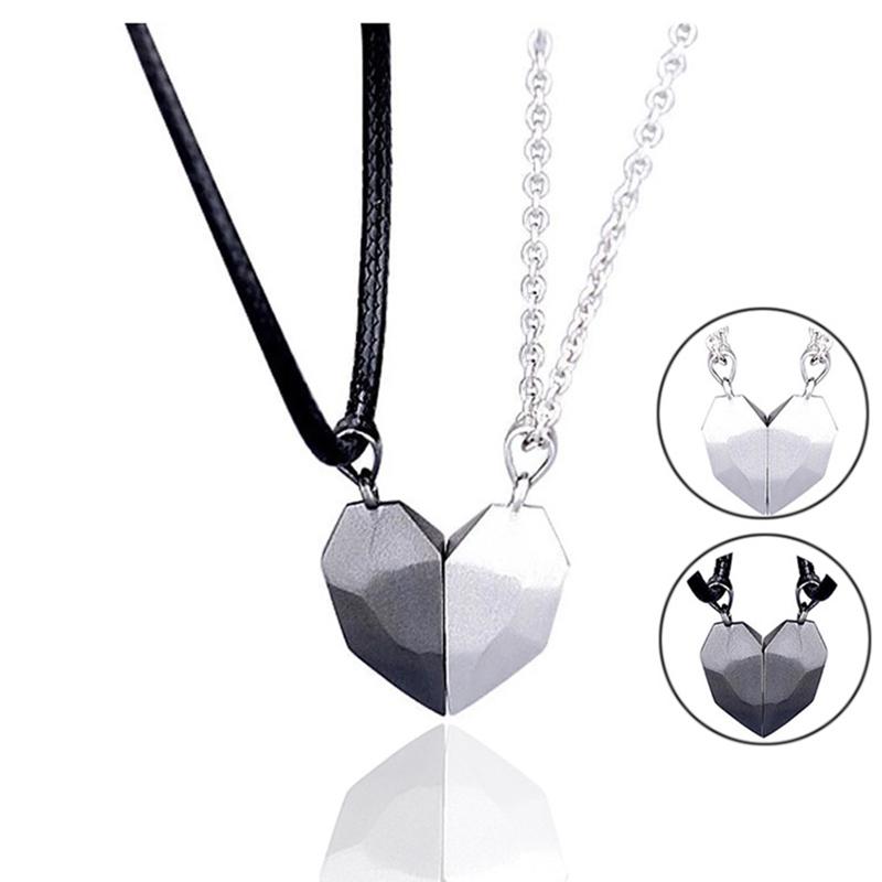 Pendant Necklaces Couple Lover Heart Magnet Necklace Silver & Black Attract Women Jewelry Gift Heartbreak Splicing Wishing Stone
Pendant Necklaces Couple Lover Heart Magnet Necklace Silver & Black Attract Women Jewelry Gift Heartbreak Splicing Wishing Stone