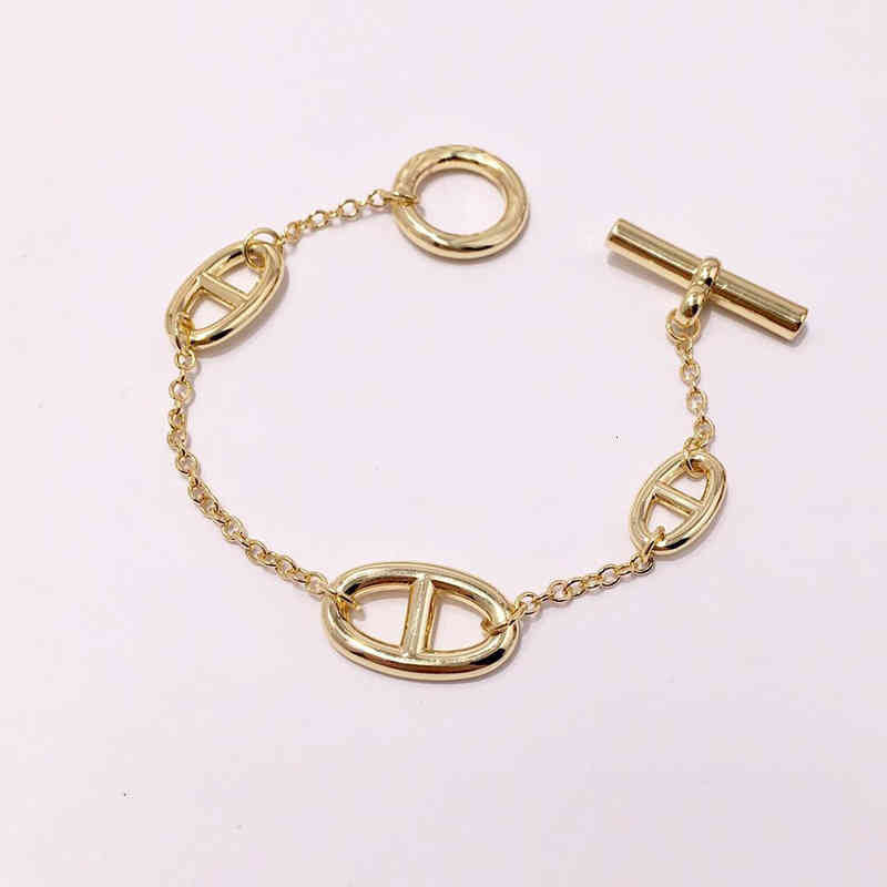 Charm Bracelets 05 Niche Design Hollowed Out Pig Nose Japanese Word Ot Bracelet Japan and South Korea Fashion Simple Hand Ornaments