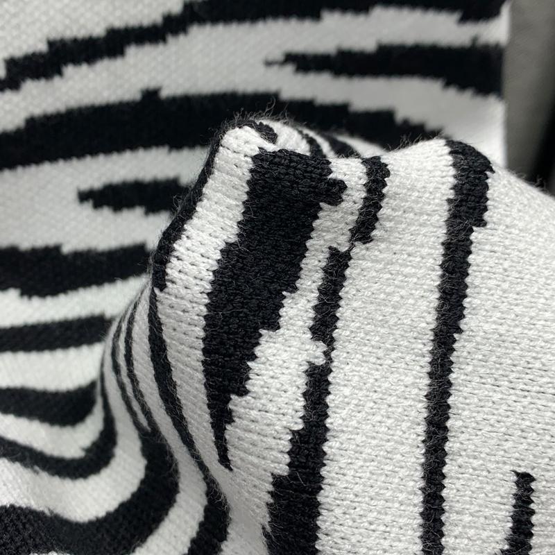 Nomikuma Fashion Zebra Striped Knitted Pants Korean High Waist Women Sweater Trousers Causal New Long Sweat Pants 6E048 210427
