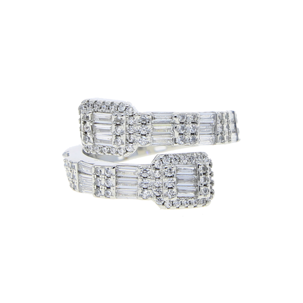 5A Rectangle Cubic Zirconia Paved Hip Hop Ring Geometric Fashion Women Men Finger Jewelry Iced Out Bling CZ Rings