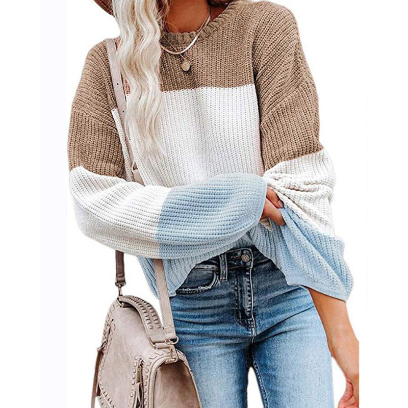 Loose Sweater with Lantern Sleeves and Round Neck for Women Contrast Color Casual Style Fall 2021 Collection, White;black
Loose Sweater with Lantern Sleeves and Round Neck for Women Contrast Color Casual Style Fall 2021 Collection, White;black