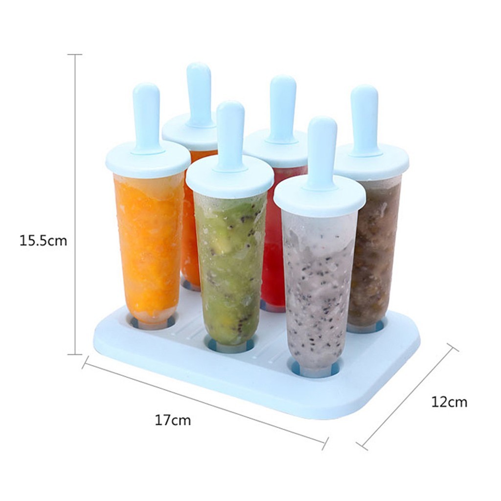 6pc/1 circular set with ice tray cap diy ice cream reusable frozen pop molds eco-friendly fueled juices puree yogurt