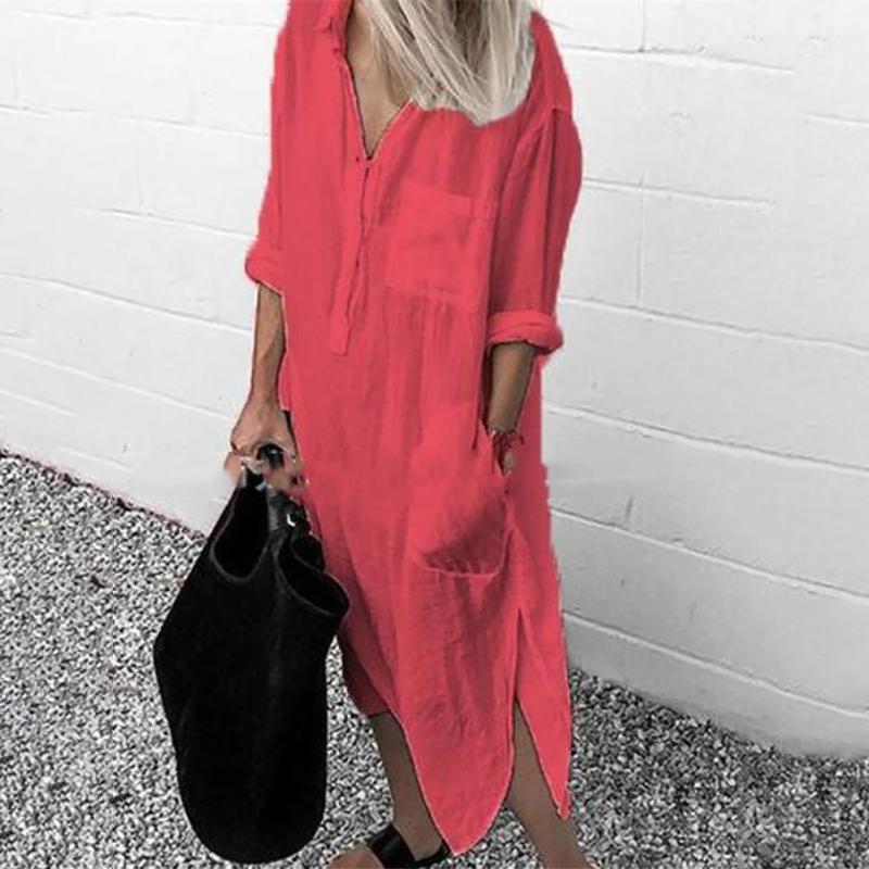 Casual Dresses Woman Long Shirt Dress Cotton Korean Clothing White Boho Beach Big Maxi Blue Summer 2021 Autumn Oversized Pure
