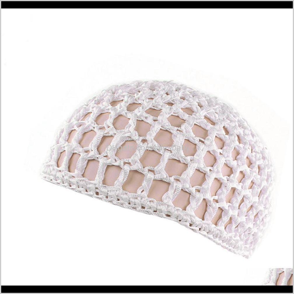 Womens Mesh Hair Net Crochet Cap Solid Color Snood Sleeping Night Cover Turban Hat Casual Beanie Chemo Hats Pltfc Wig Caps Nb