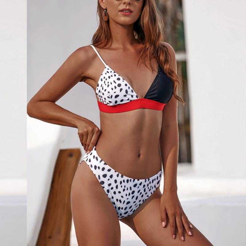 Colysmo Cartoon Leopard Print Sexy Bikini Set Push-up Padded Bra Swimsuit Swimwear Women Bathing Suit Bodysuit 210527
