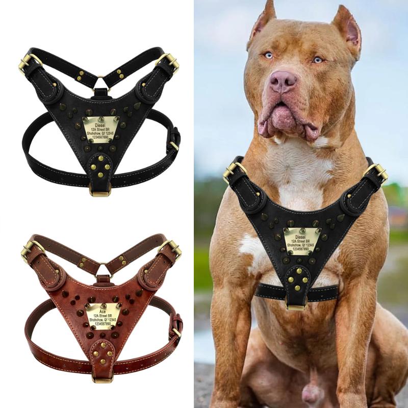 Dog Collars & Leashes Personalized Leather Harness Sharp Spiked Studded Custom ID Tag Harnesses Pet Vest For Pitbull Boxer Mastiff
Dog Collars & Leashes Personalized Leather Harness Sharp Spiked Studded Custom ID Tag Harnesses Pet Vest For Pitbull Boxer Mastiff