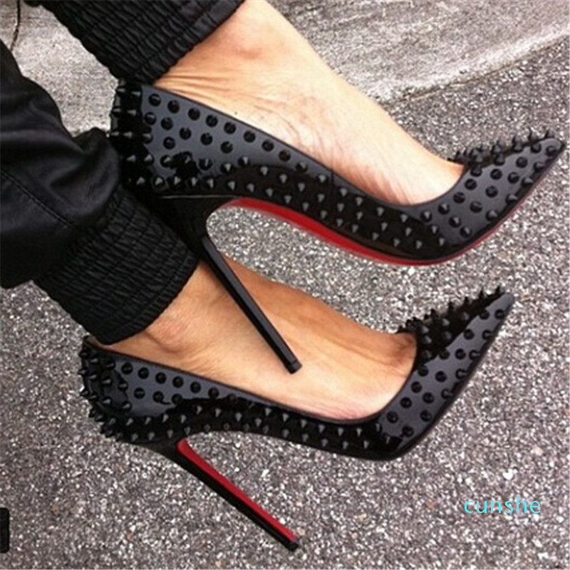 designer Fashion Red Bottom High Heel Rivets Leather Women Shallow Mouth Pumps size 34-40
designer Fashion Red Bottom High Heel Rivets Leather Women Shallow Mouth Pumps size 34-40