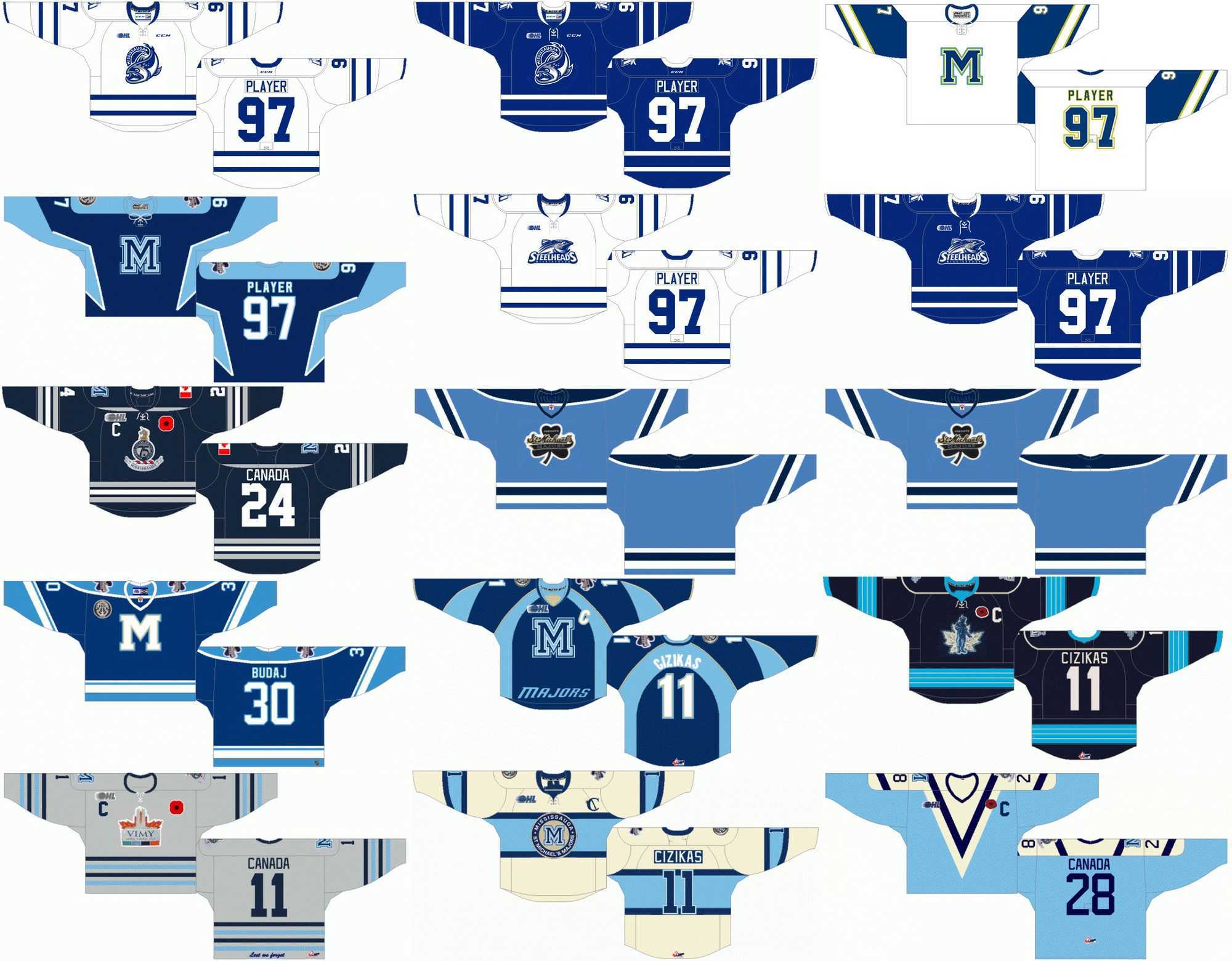 Custom 1997 98-2006 07 OHL Mens Womens Kids White Blue Black Grey Stiched Mississauga Steelheads s Ontario Hockey League Jersey, As photo
Custom 1997 98-2006 07 OHL Mens Womens Kids White Blue Black Grey Stiched Mississauga Steelheads s Ontario Hockey League Jersey, As photo