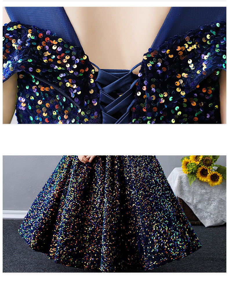 Flower Girl Formal Evening Party Dresses Sparkly Sequins Tulle Princess Gown Girls Long Wedding Junior Bridesmaid Clothes 2025