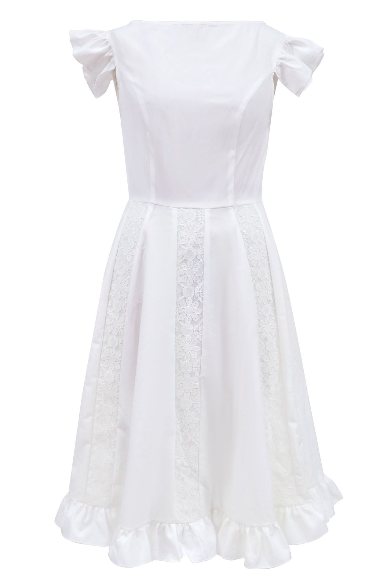 Women Dress Retro White es Butterfly Sleeve Ruffles Vintage High Waist Large Hem Long es Autumn 210513