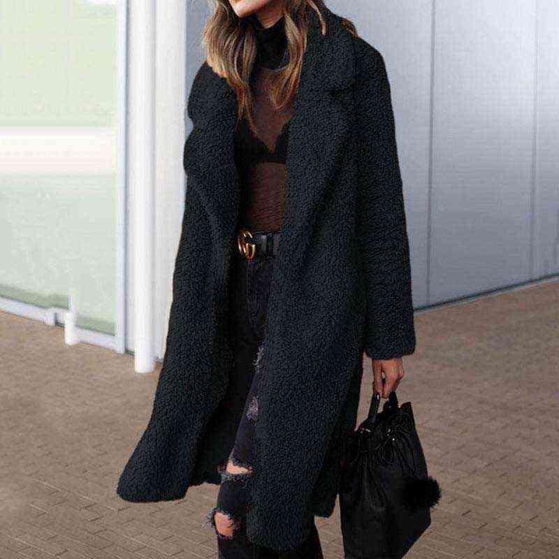 Faux Fur Long Teddy Bear Coats Woman Fashion Autumn Winter Warm Fur Plush Jacket Female Solid Color High Street Outwear 211123