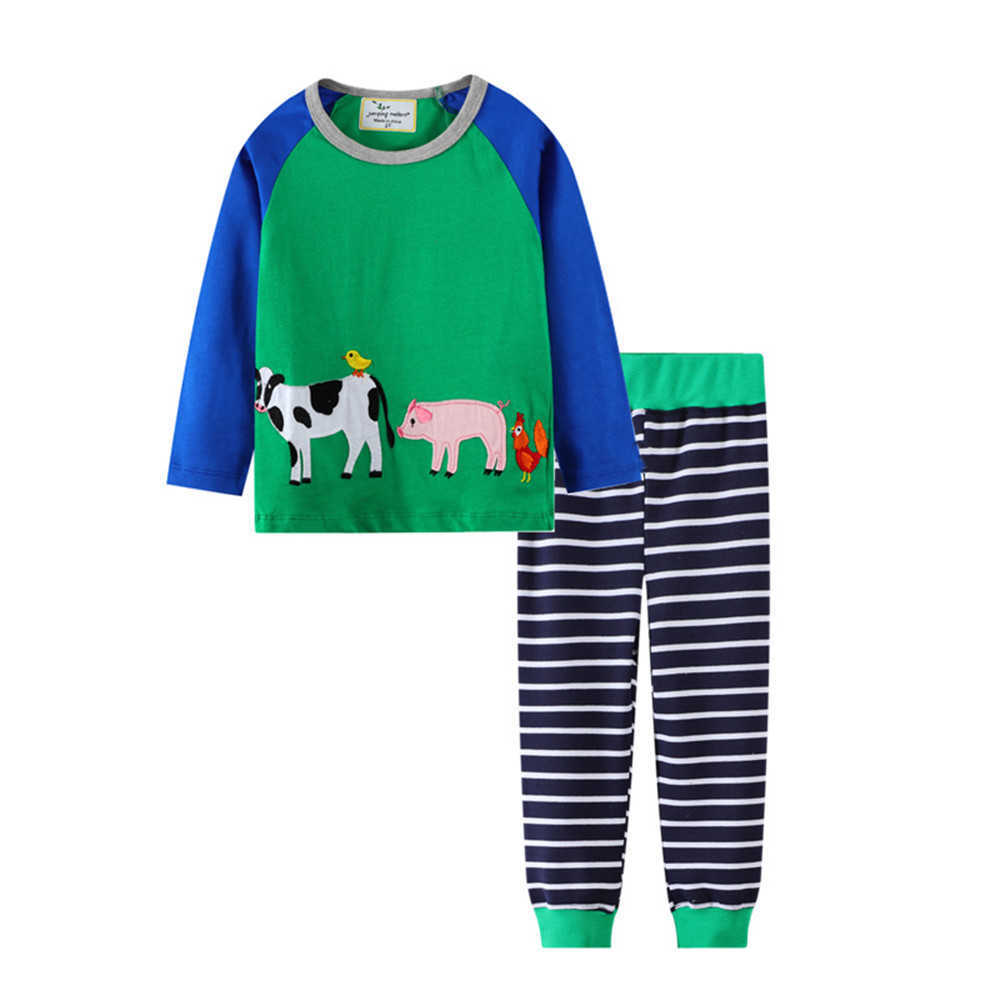Jumping Meters Animals Print Boys Girls Clothing Sets Fashion Children Clothes Cotton Top + Bottom Kids Outfits 210529