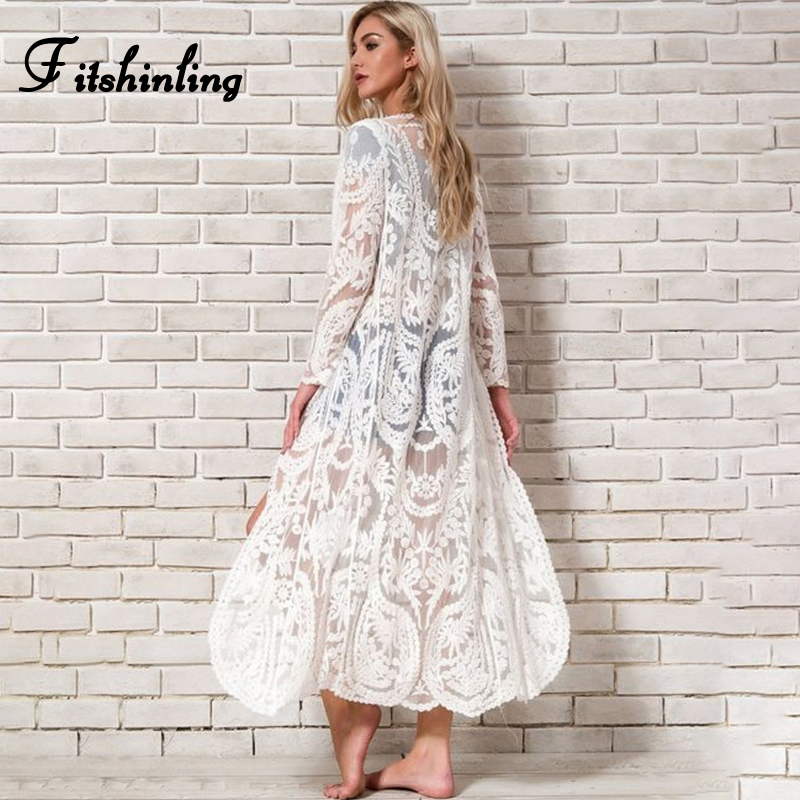 Fitshinling Bohemian White Beach Cover-Up Swimwear Sarong Embroidery Lace Kimono Sexy Transparent Long Cardigan Saida de Praia
Fitshinling Bohemian White Beach Cover-Up Swimwear Sarong Embroidery Lace Kimono Sexy Transparent Long Cardigan Saida de Praia