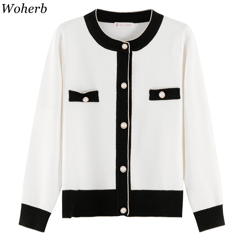 Fashion Autumn Women Cardigans Korean Contrast Button Sueter Mujer Vintage Elegant Casual Female Sweaters Jumper 210519