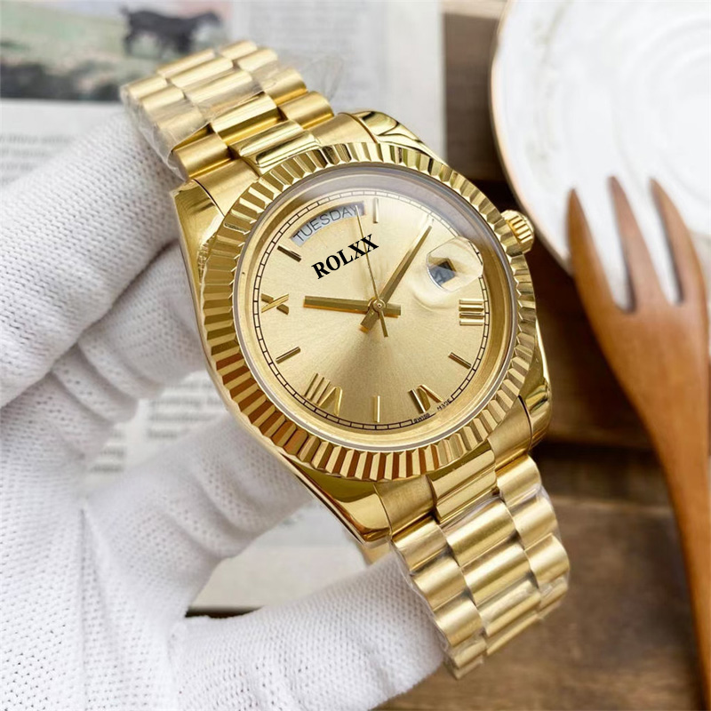 Fashion Mens Watch Automatic Mechanical Watches Gold Wristwatches Stainless Steel Strap Perfect Quality Waterproof Wristwatch Montre de luxe 41mm, Customize
Fashion Mens Watch Automatic Mechanical Watches Gold Wristwatches Stainless Steel Strap Perfect Quality Waterproof Wristwatch Montre de luxe 41mm, Customize
