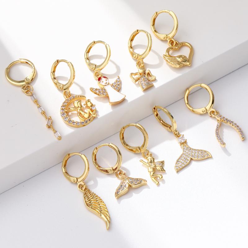 Dangle & Chandelier Angel Earrings For Women Gold Geometric Micro Pave Zircon CZ Copper Paired Earring Trendy Punk Fashion 2021, Silver 
Dangle & Chandelier Angel Earrings For Women Gold Geometric Micro Pave Zircon CZ Copper Paired Earring Trendy Punk Fashion 2021, Silver