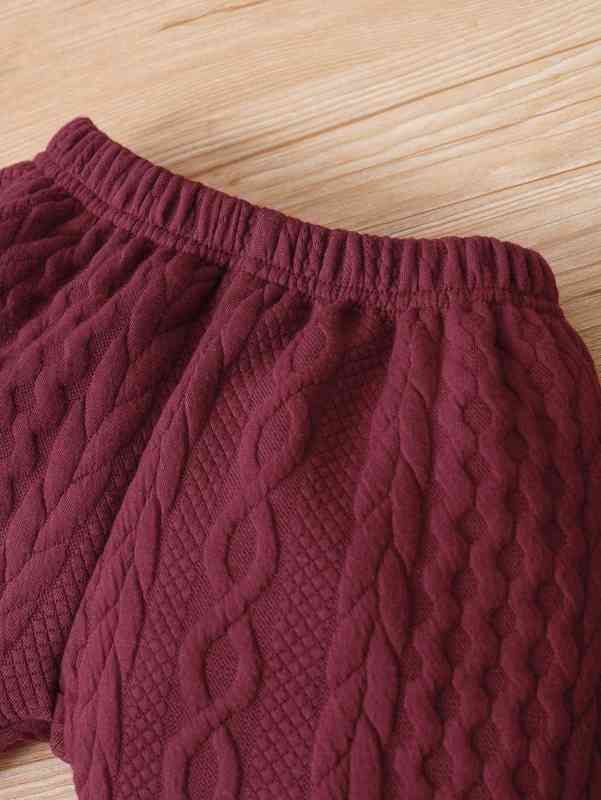 Baby Color Block Cable Textured Pullover & Sweatpants SHE