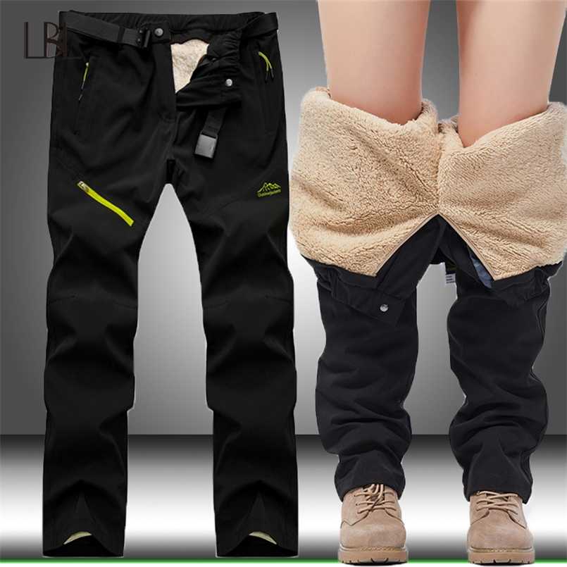 Men Winter Hiking Trekking Fishing Camping Climb Pants Male Warm Fleece Softshell Trousers Outdoor Sports Thick Waterproof Pants 211112